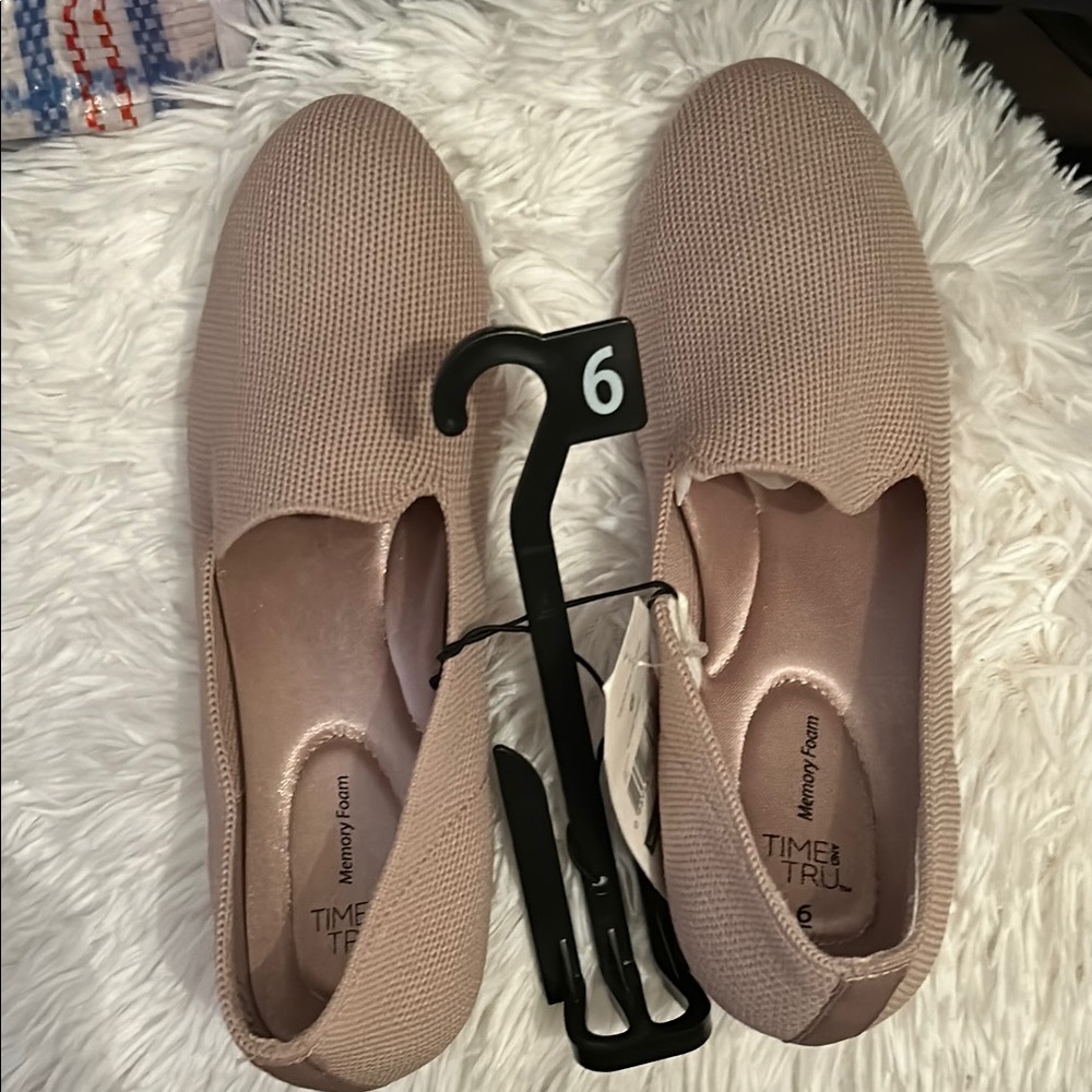 Time and Tru Pink Flats with Suede-Like Finish